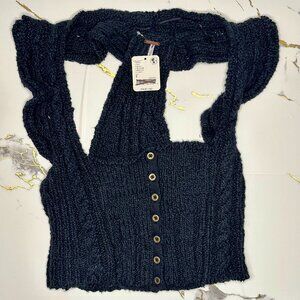 Free People Black Knit Corset Top